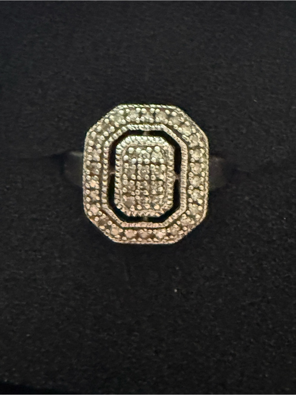 Silver Pavé Octagon Cluster Ring - Women Jewelry